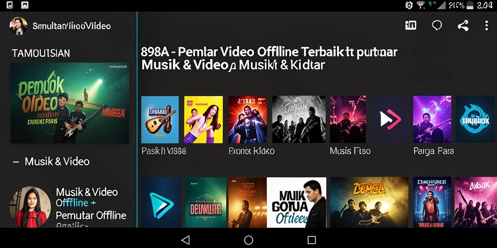 Antarmuka aplikasi Pemutar Video Offline 898A yang intuitif dan menarik.