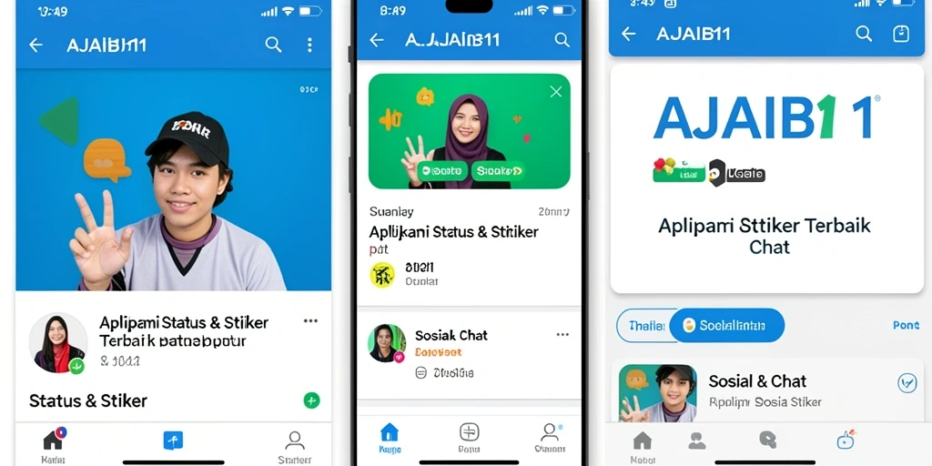 Antarmuka AJAIB11 menampilkan berbagai stiker menarik untuk digunakan.