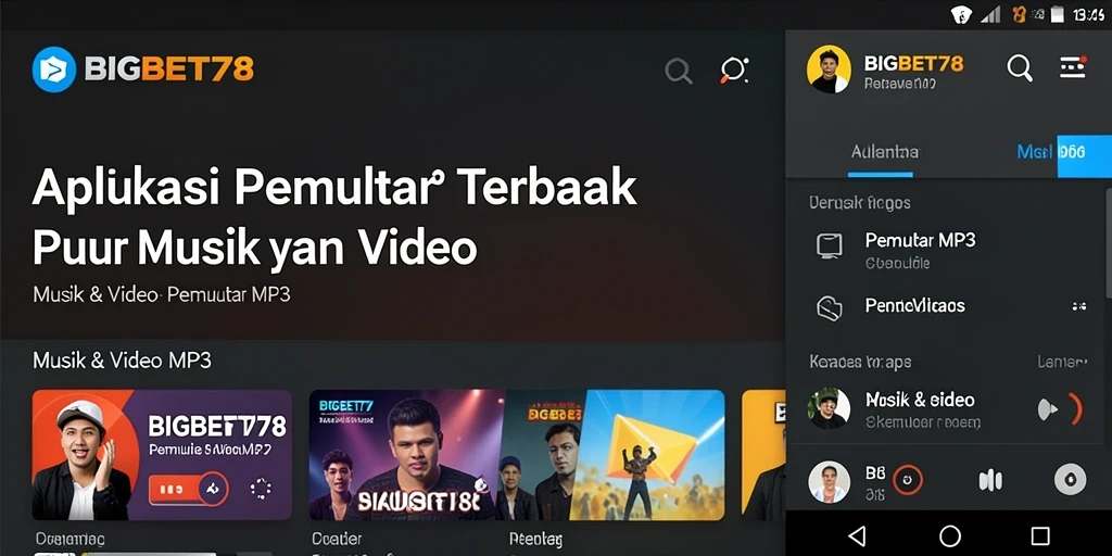Tampilan antarmuka pengguna aplikasi Pemutar MP3 BIGBET78.