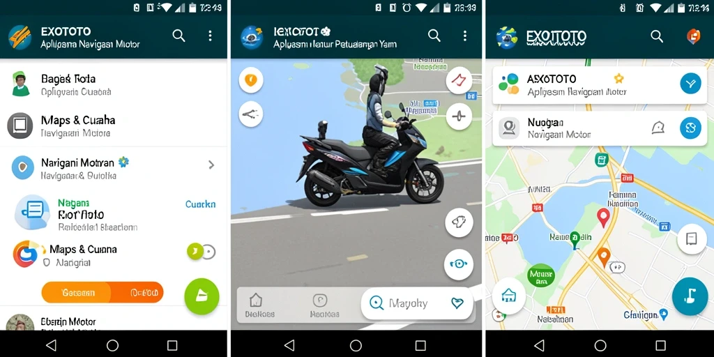 Tampilan antarmuka navigasi motor EXOTOTO yang menarik dan informatif.