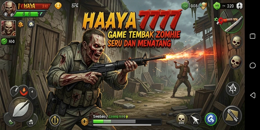 Tampilan antarmuka HAYA777 saat melawan zombie.