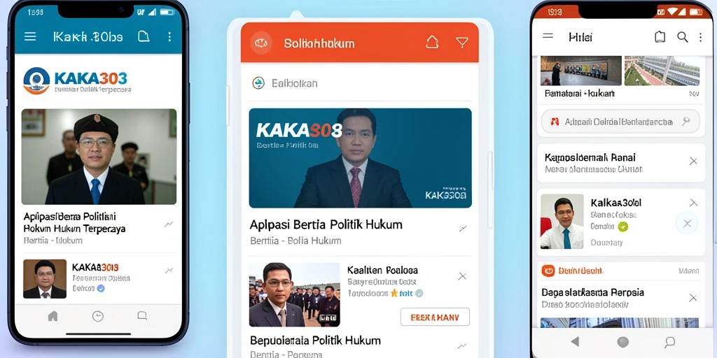 Antarmuka aplikasi KAKA303 menampilkan berita terkini tentang politik dan hukum.
