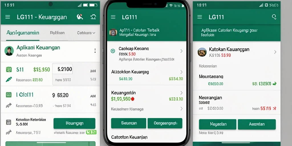 Antarmuka aplikasi LG111 untuk Catatan Keuangan yang mudah digunakan.