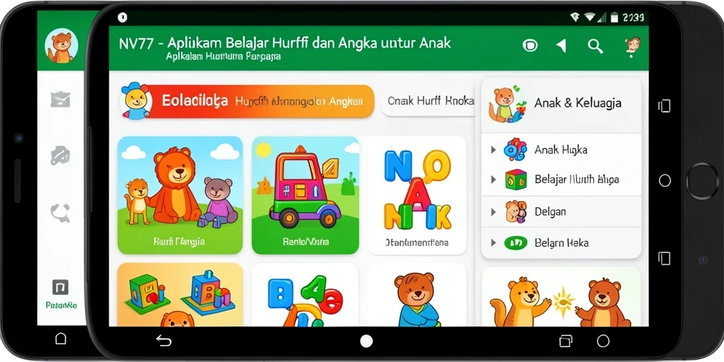 Tampilan antarmuka NV77 yang menarik dan edukatif.