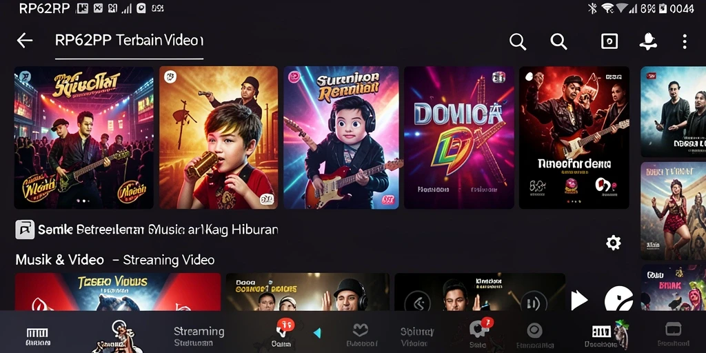 Antarmuka RP62RP menampilkan pilihan video streaming yang menarik dan mudah dijelajahi.